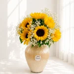 جار گل سانی با آفتابگردان و ژیپسوفیلا